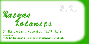 matyas kolonits business card